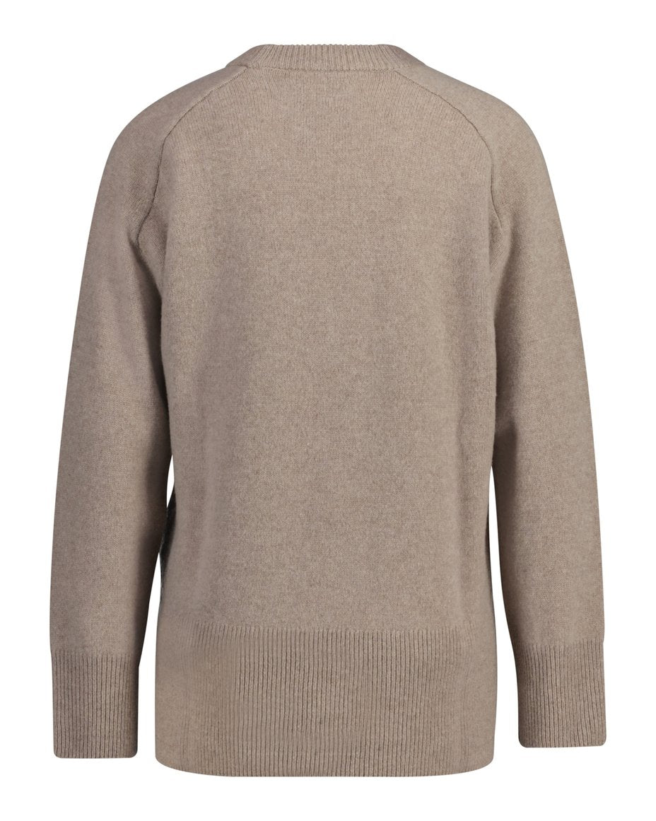 Herringbone Detail C-Neck - Warm Grey