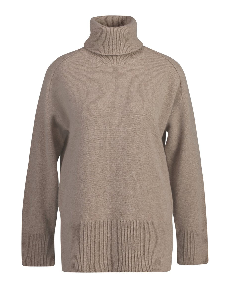 Herringbone Detail Rollneck - Warm Grey