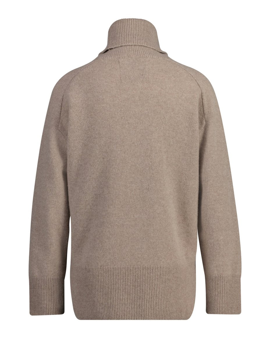 Herringbone Detail Rollneck - Warm Grey