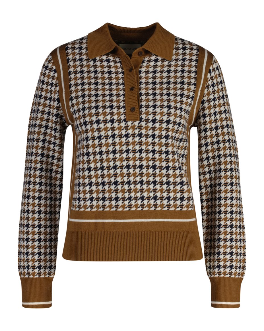 Houndstooth Jacquard Polo - Cacao
