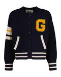 Gant Varsity Knitted Jacket - Evening Blue