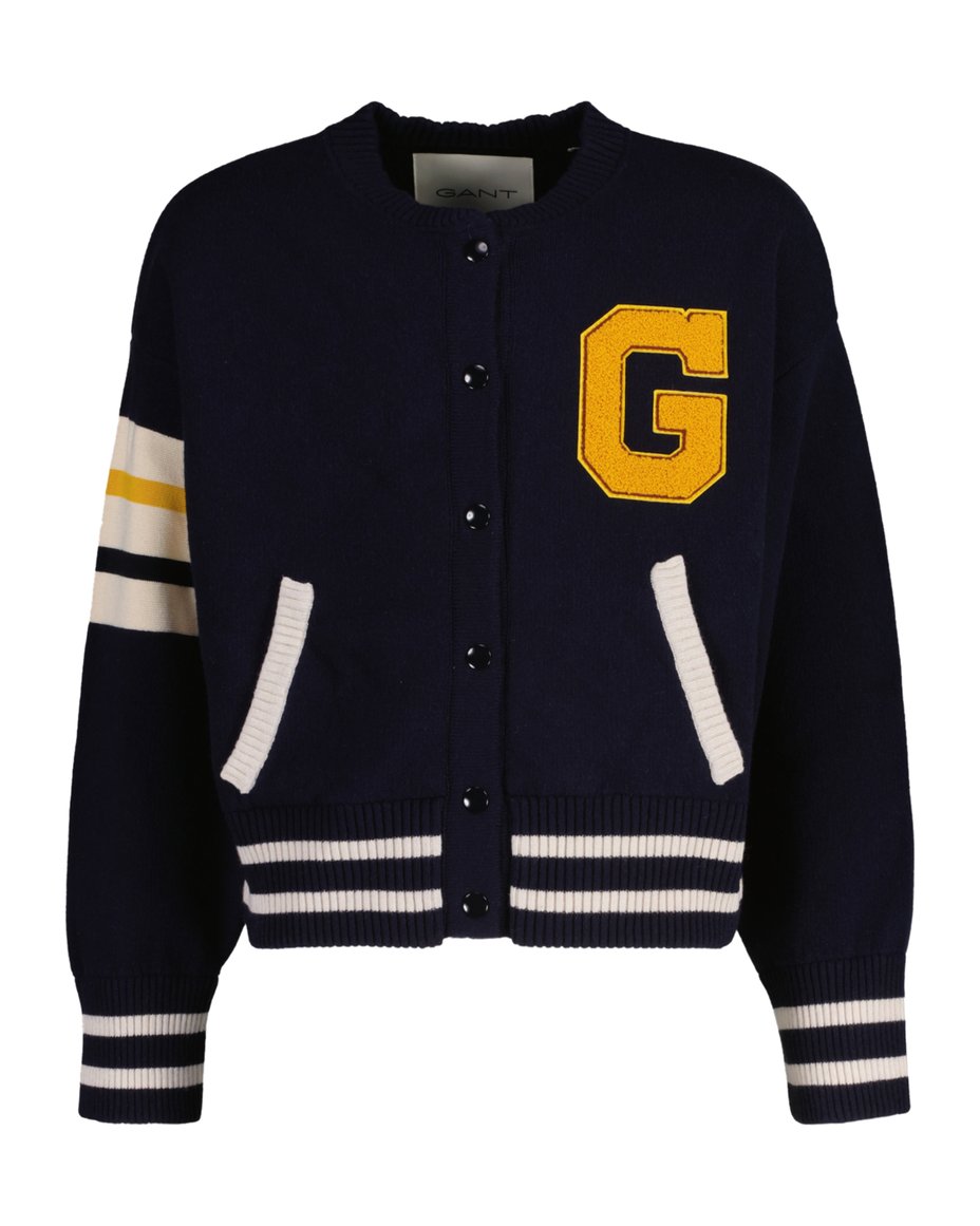 Gant Varsity Knitted Jacket - Evening Blue