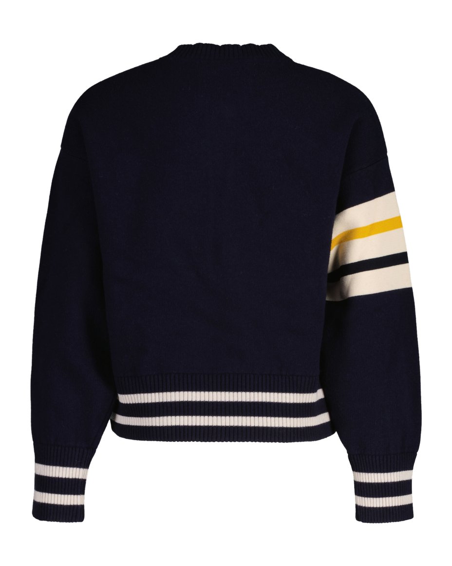 Gant Varsity Knitted Jacket - Evening Blue