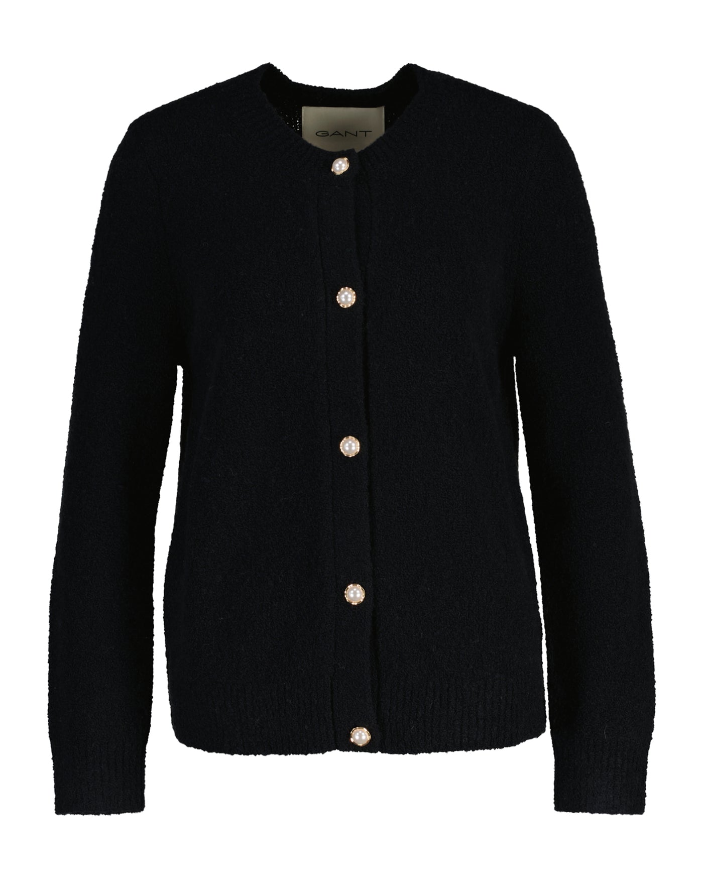 Boucle C-Neck Cardigan - Black