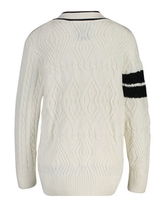 Gant Varsity Cable Cardigan - Eggshell