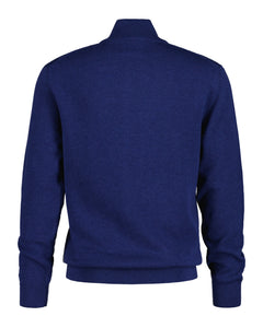 Casual Cotton Zip Cardigan - Marine Melange