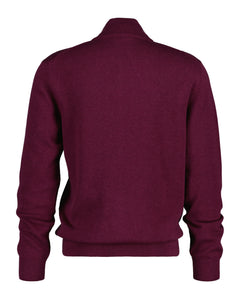 Casual Cotton Zip Cardigan - Plumped Red