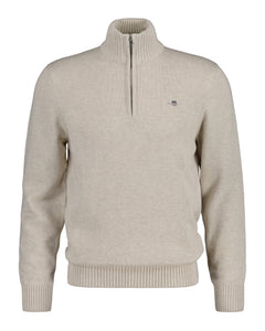 Casual Cotton Halfzip - Light Beige Melange