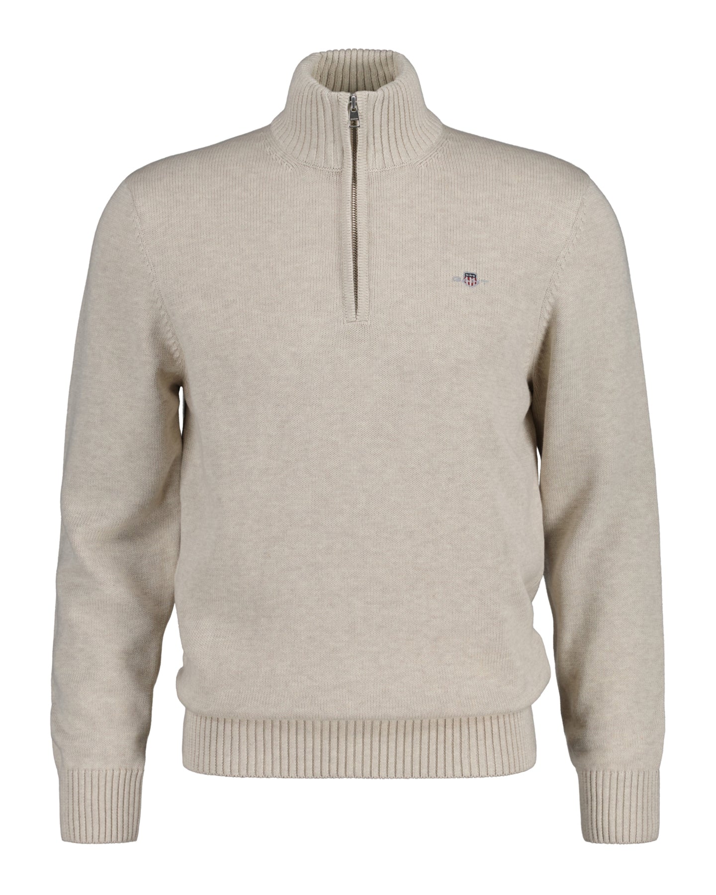 Casual Cotton Halfzip - Light Beige Melange