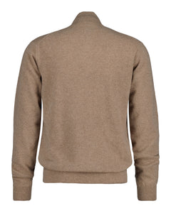 Superfine Lambswool Half Zip - Dark Sand Melange