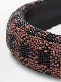 Gingham Beaded Hairbrace - Acorn Brown
