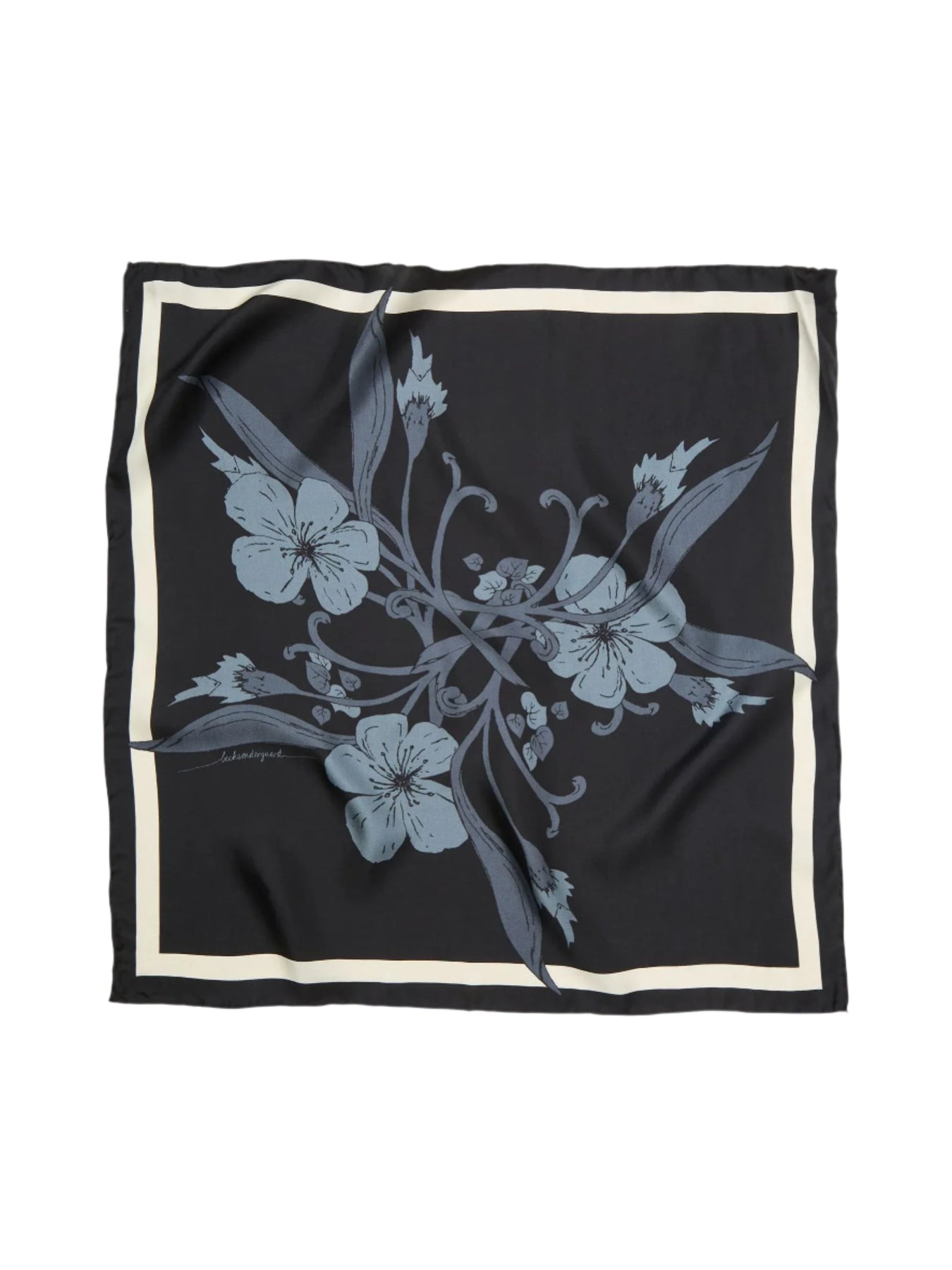 Magna Flower Sia Sidenscarf - Svart