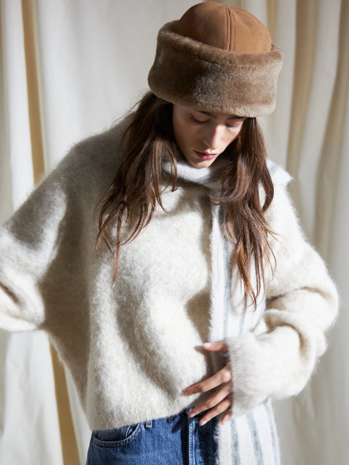 Dora Shearling Hat - Ginger Beige