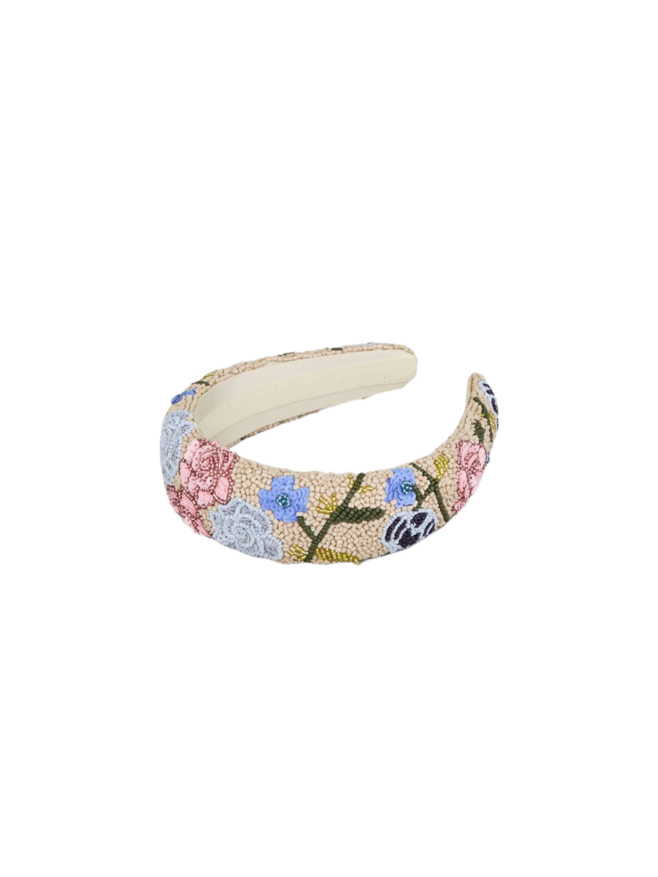 Fleuriora Wide Beaded Diadem - Birch White