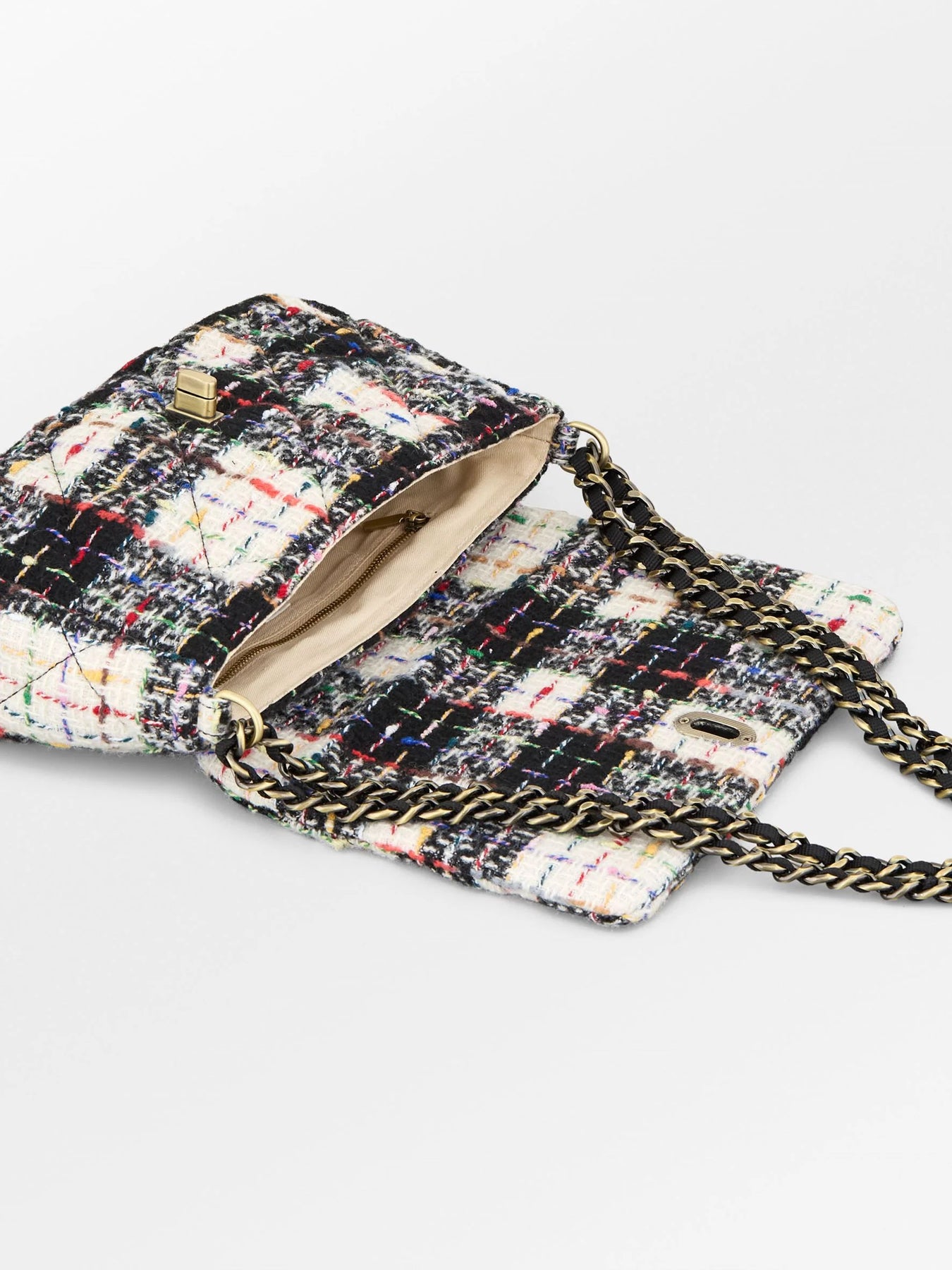 Boucle Checked Hollis Bag - Black