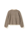 N-Mertice Knit Cardigan - Brown Sand Stripe