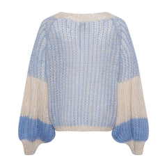 Liana Knit Sweater - Dusty Blue Cream