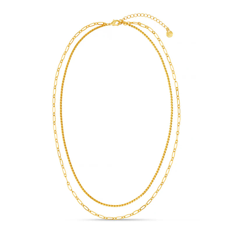 Open Link Chain 2-Row Halsband - Guld