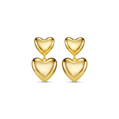 Statement Voluminous Heart Drop Earring - Gold