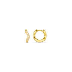Fine Pave Wave Micro Hoop - Gold