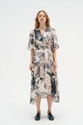 ElitaIW Wrap Dress - Graffiti Wall Grey