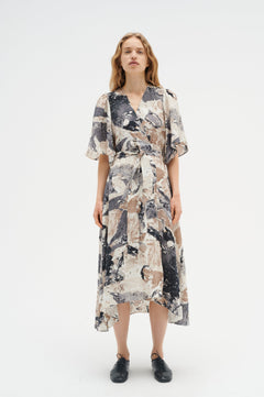 ElitaIW Wrap Dress - Graffiti Wall Grey