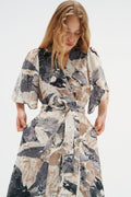 ElitaIW Wrap Dress - Graffiti Wall Grey