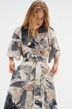 ElitaIW Wrap Dress - Graffiti Wall Grey