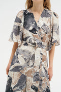 ElitaIW Wrap Dress - Graffiti Wall Grey