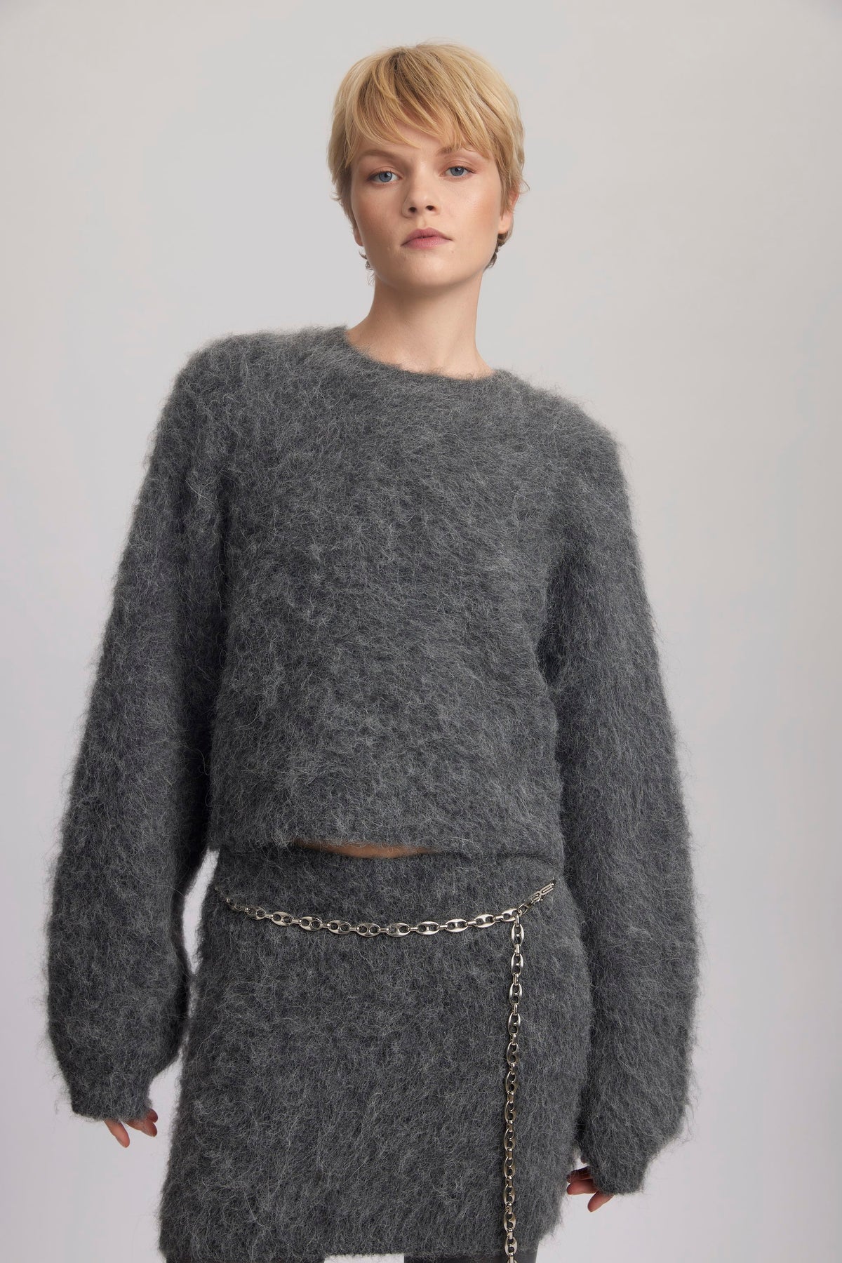 SabiGZ Short Pullover - Gray Pinstripe Melange