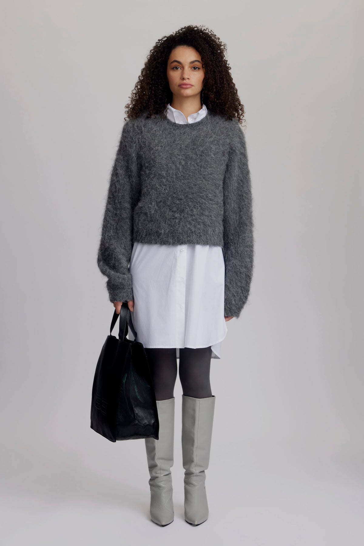 SabiGZ Short Pullover - Gray Pinstripe Melange