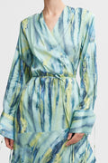 WaleryGZ P Wrap Dress - Green Aqua Art
