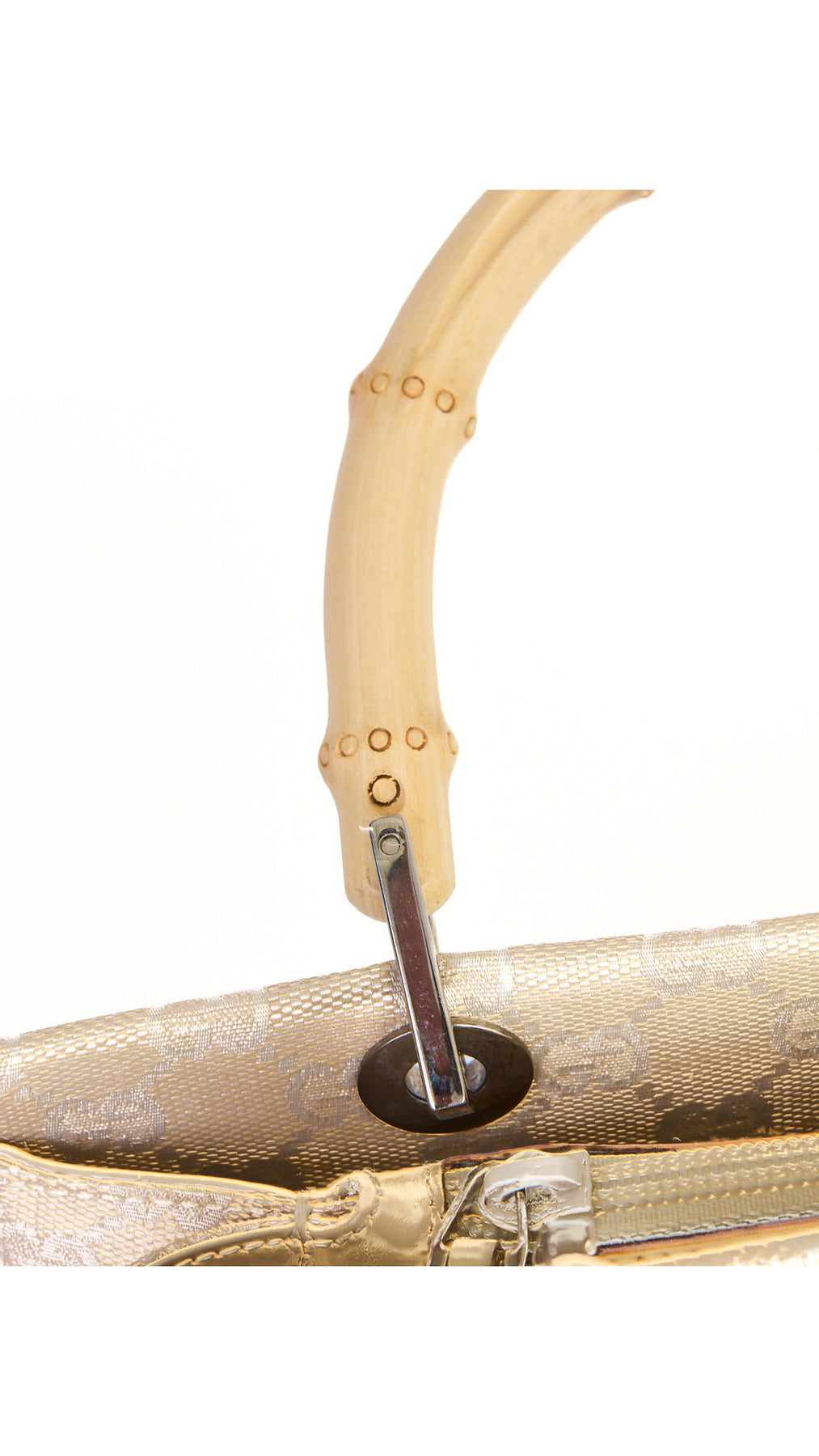 Gucci Monogram Bamboo Handle Tote Bag - Beige