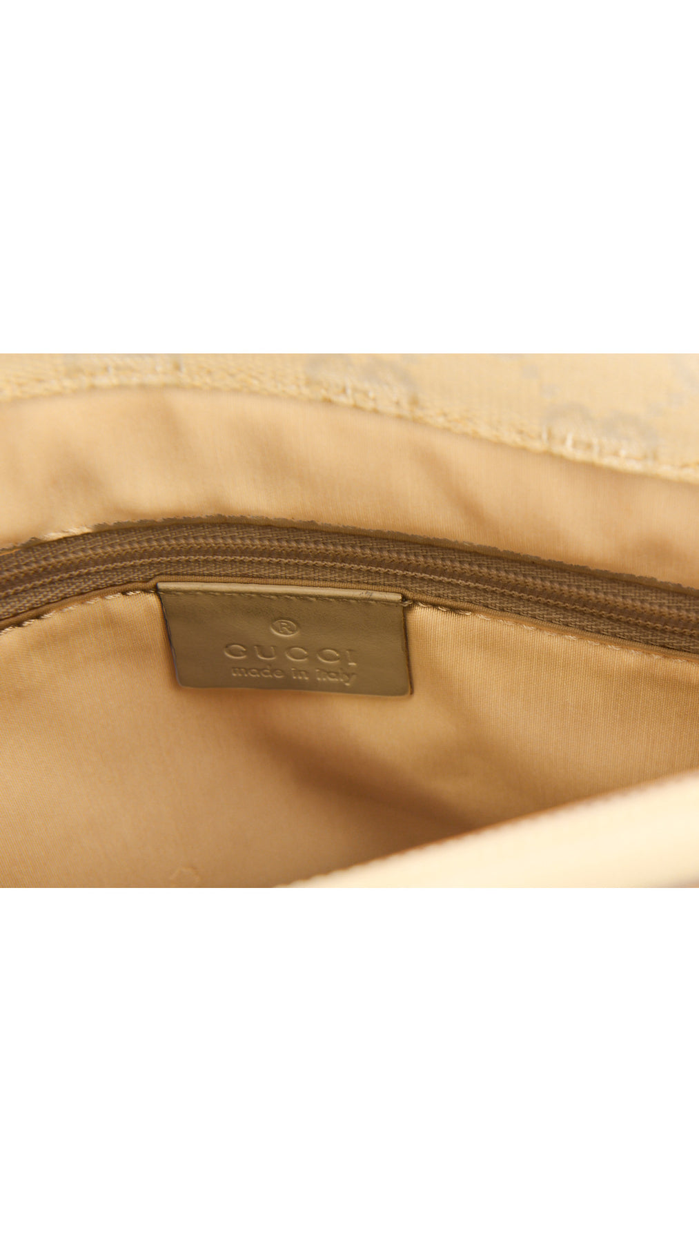 Gucci Monogram Bamboo Handle Tote Bag - Beige
