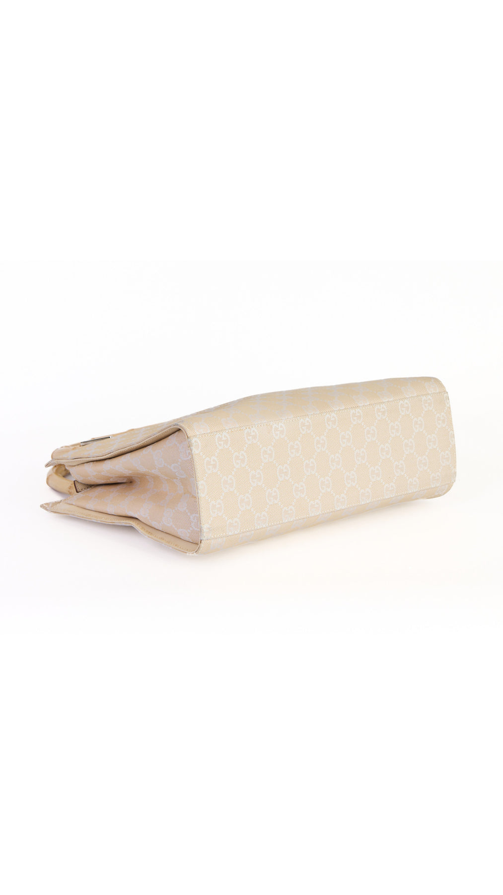 Gucci Monogram Bamboo Handle Tote Bag - Beige
