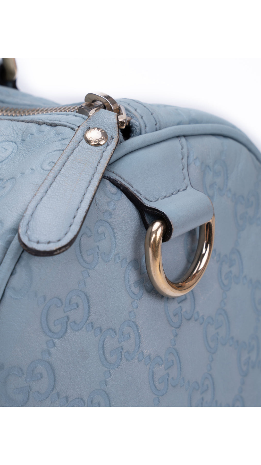 Gucci Boston Bag Monogram - Ljusblå