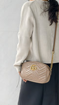Gucci Gg Marmont Matelassé Camera Bag - Dusty Pink