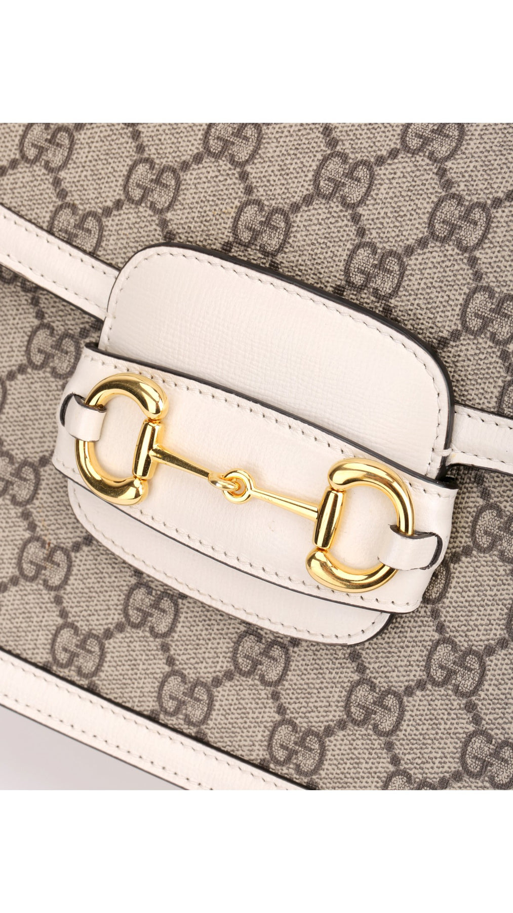 Gucci Horsebit 1995 Axelväska - Grå/Vit