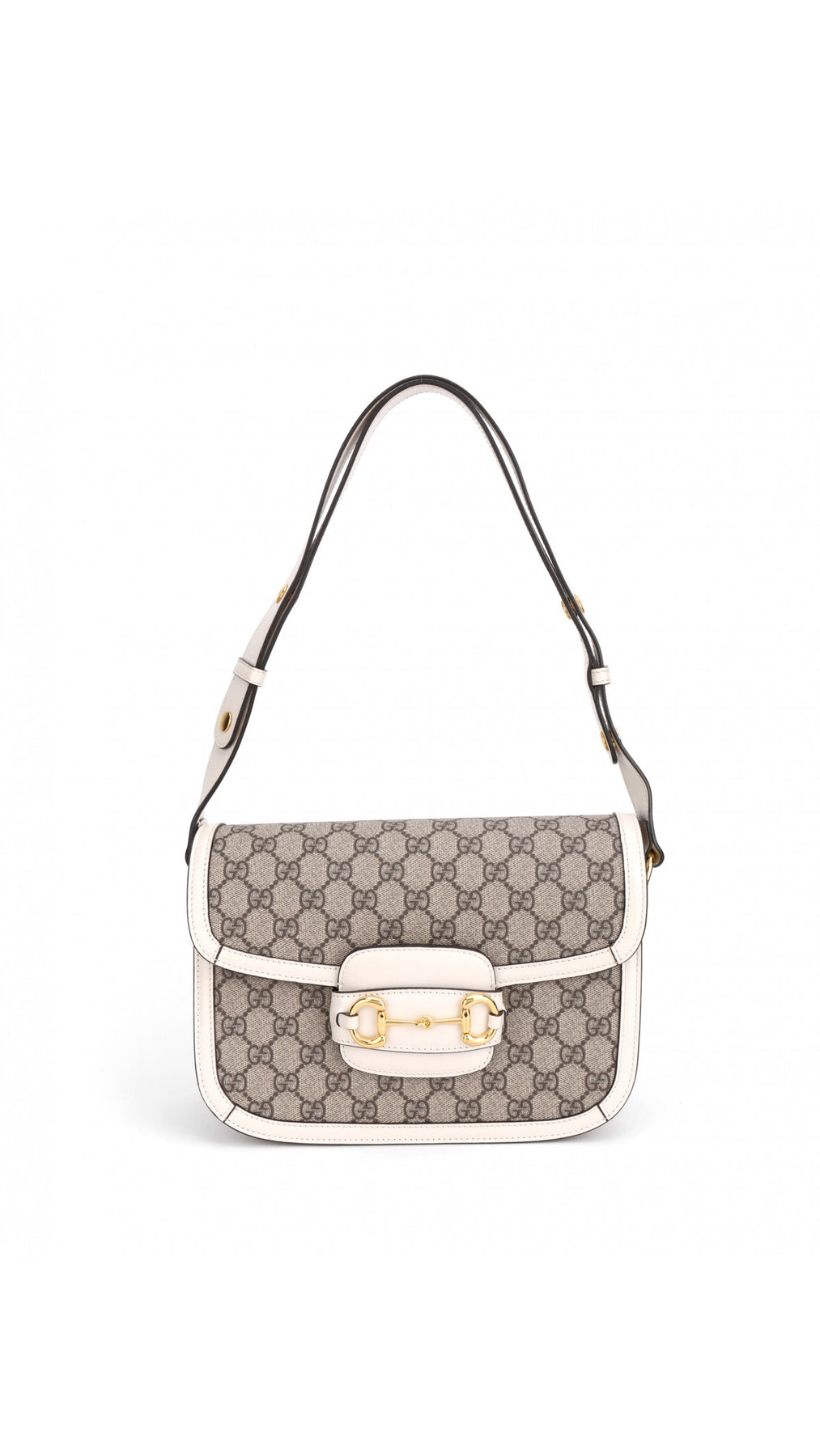 Gucci Horsebit 1995 Axelväska - Grå/Vit