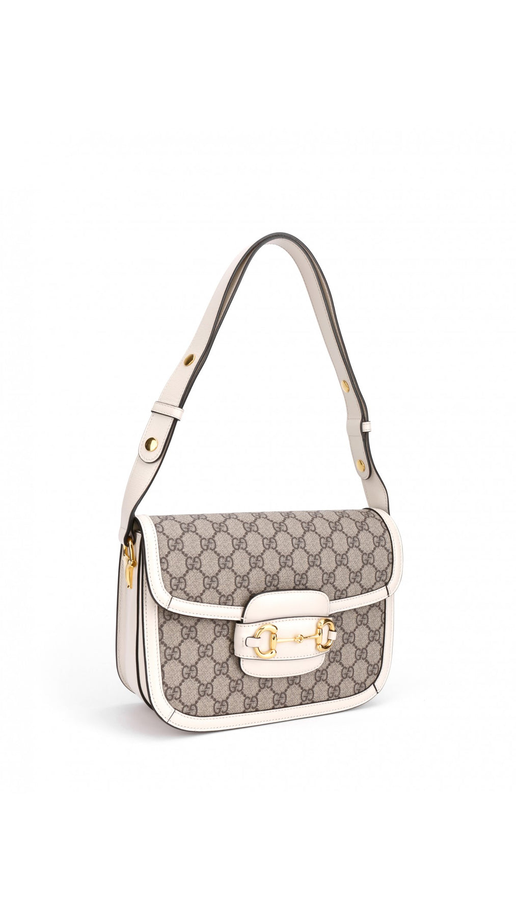 Gucci Horsebit 1995 Axelväska - Grå/Vit