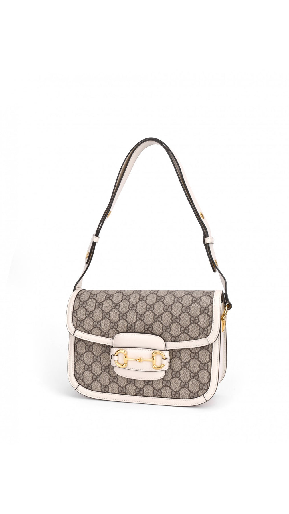 Gucci Horsebit 1995 Axelväska - Grå/Vit
