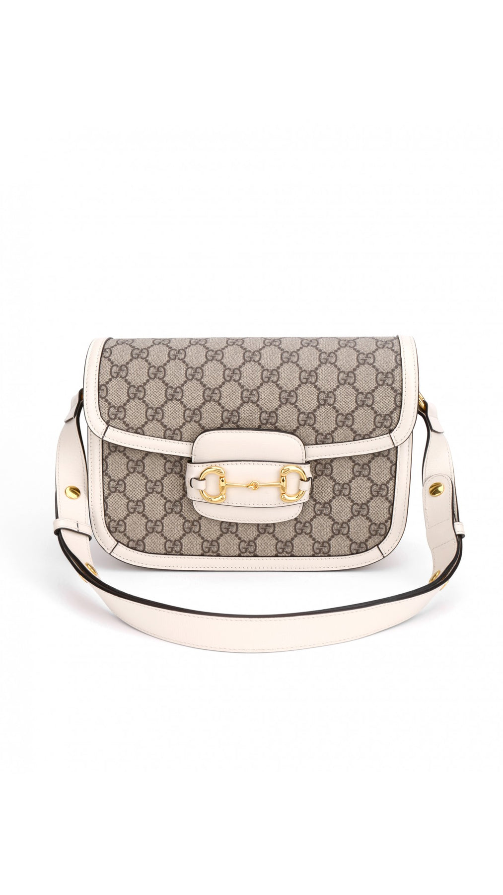 Gucci Horsebit 1995 Axelväska - Grå/Vit