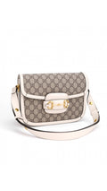 Gucci Horsebit 1995 Axelväska - Grå/Vit