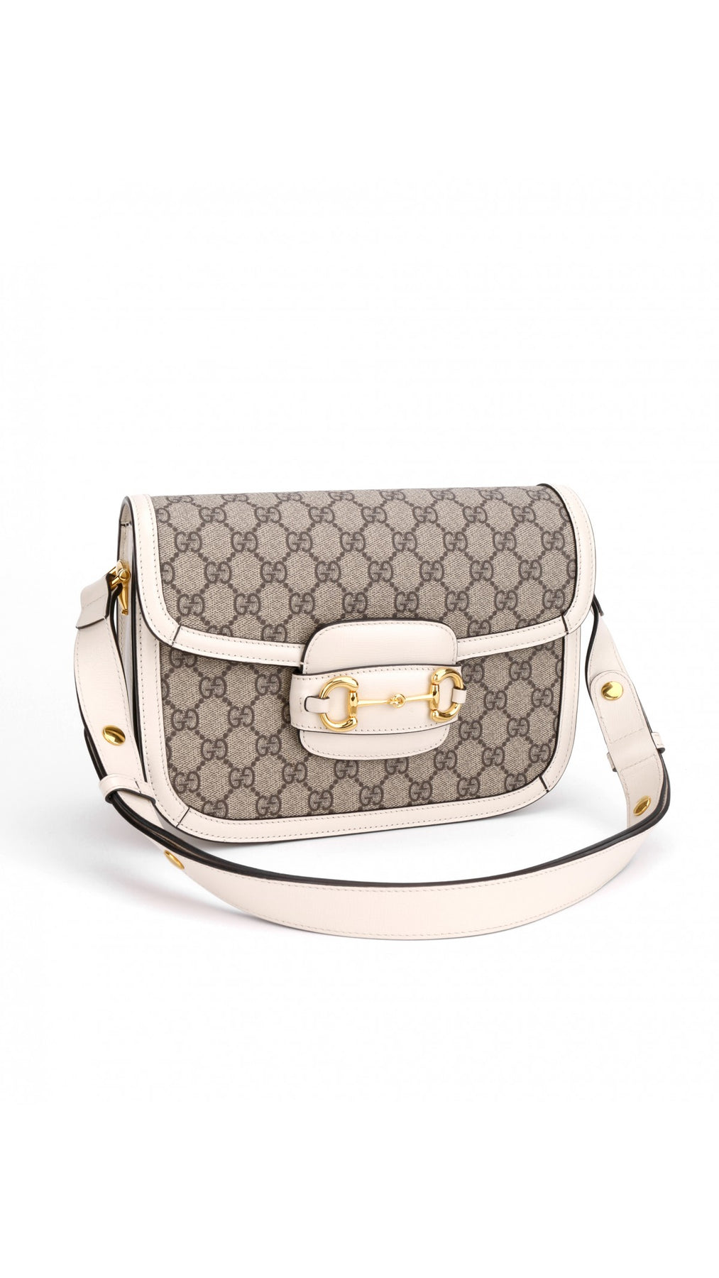 Gucci Horsebit 1995 Axelväska - Grå/Vit