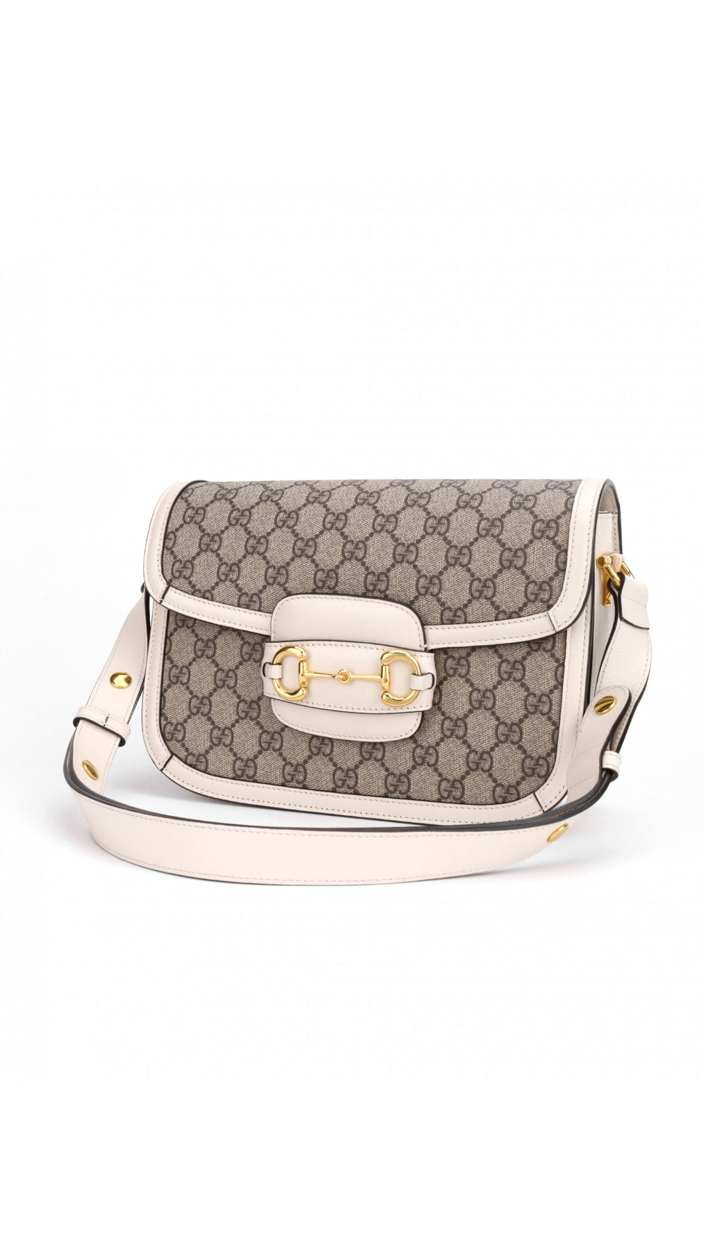 Gucci Horsebit 1995 Axelväska - Grå/Vit