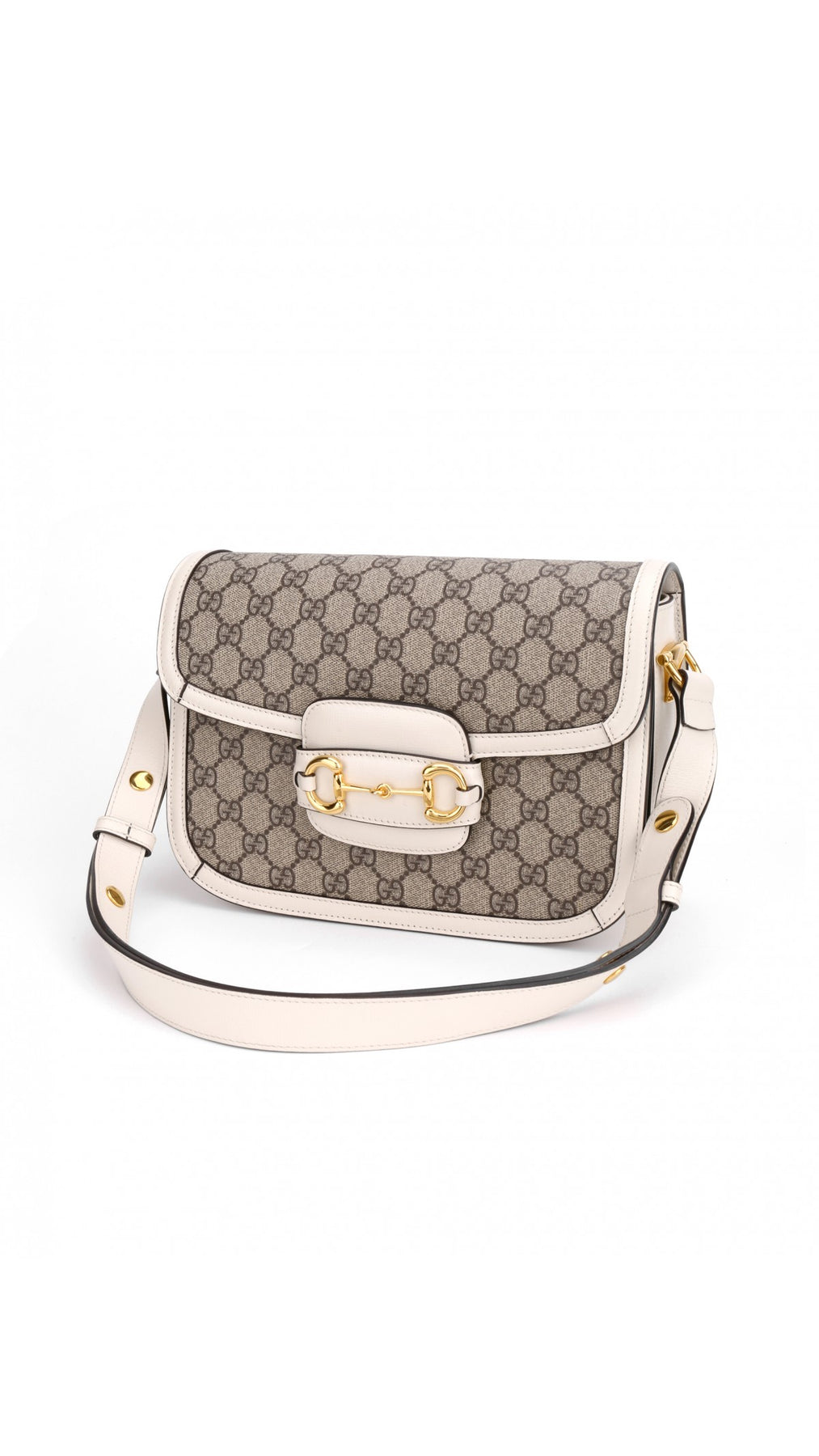 Gucci Horsebit 1995 Axelväska - Grå/Vit