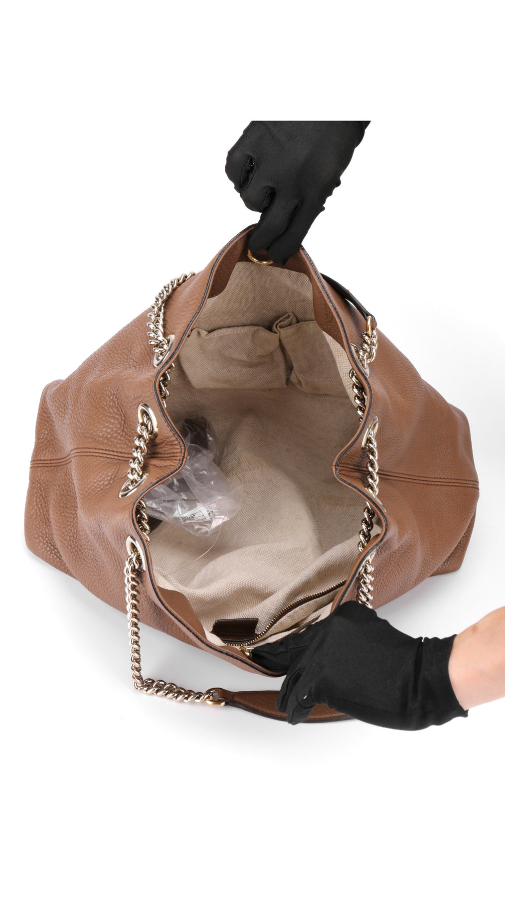 Gucci Soho Chain Tote Bag - Beige