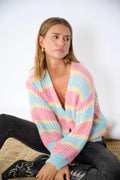 Pacific Knit Cardigan - Light Blue/Rose Mix