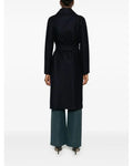 Belted Long D.B Coat Pressed Wool And Polaire - Black
