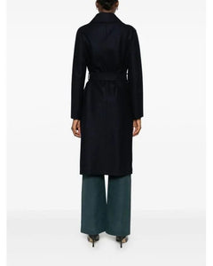 Belted Long D.B Coat Pressed Wool And Polaire - Black